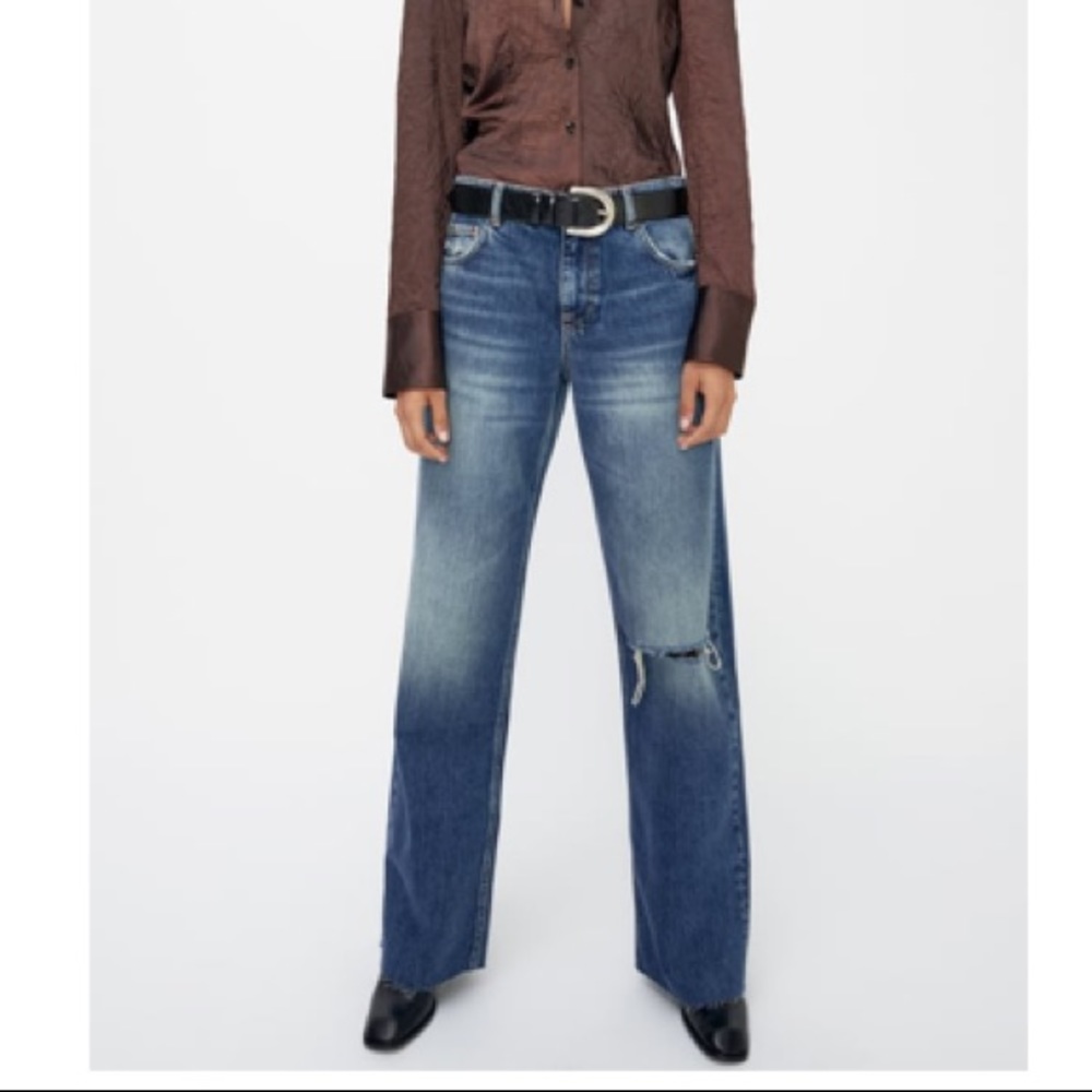 new ZARA straight leg jean mid rise